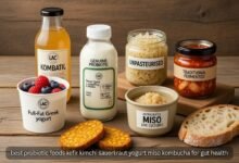Best Probiotic Foods That Actually Work (2026 Science-Backed Guide) 22 Best probiotic foods kefir kimchi sauerkraut yogurt miso kombucha for gut health.